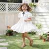 image:imagePANDANINJIA Toddler Girls Sandals Closed Toe TStrap Kids Flower Girl Dress Summer Flats Sandals Cute Bow ShoesBrownpu