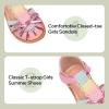 image:imagePANDANINJIA Toddler Girls Sandals Closed Toe TStrap Kids Flower Girl Dress Summer Flats Sandals Cute Bow ShoesRainbowglitter