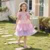image:imagePANDANINJIA Toddler Girls Sandals Closed Toe TStrap Kids Flower Girl Dress Summer Flats Sandals Cute Bow ShoesRainbowglitter