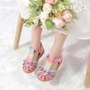 image:imagePANDANINJIA Toddler Girls Sandals Closed Toe TStrap Kids Flower Girl Dress Summer Flats Sandals Cute Bow ShoesRainbowglitter