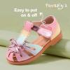 image:imagePANDANINJIA Toddler Girls Sandals Closed Toe TStrap Kids Flower Girl Dress Summer Flats Sandals Cute Bow ShoesRainbowglitter