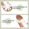 image:imagePANDANINJIA Toddler Girls Sandals Closed Toe TStrap Kids Flower Girl Dress Summer Flats Sandals Cute Bow ShoesWhitepu