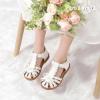 image:imagePANDANINJIA Toddler Girls Sandals Closed Toe TStrap Kids Flower Girl Dress Summer Flats Sandals Cute Bow ShoesWhitepu