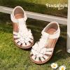 image:imagePANDANINJIA Toddler Sandals Girls Closed Round Toe Comfortable Flat Sandals Little Kids Soft Cute TStrap Summer Dress Shoes for School Daily Casual Party Wedding Flower Girl ShoesNude Pu