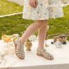 image:imagePANDANINJIA Toddler Sandals Girls Closed Round Toe Comfortable Flat Sandals Little Kids Soft Cute TStrap Summer Dress Shoes for School Daily Casual Party Wedding Flower Girl ShoesGold Pu
