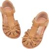 image:imagePANDANINJIA Toddler Girls Sandals Closed Toe TStrap Kids Flower Girl Dress Summer Flats Sandals Cute Bow ShoesBrownpu