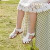 image:imagePANDANINJIA Toddler Sandals Closed Toe Flat Girls Sandals Little Kids TStrap Summer Dress Shoes Party Wedding Flower Girl ShoesWhite Pu