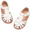 image:imagePANDANINJIA Toddler Sandals Closed Toe Flat Girls Sandals Little Kids TStrap Summer Dress Shoes Party Wedding Flower Girl ShoesWhite Pu