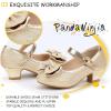 image:imagePANDANINJIA Girls ToddlerLittle Kid Jada Dress Mary Jane Pumps Bow Low Heels Party Wedding Princess ShoesGold Glitter