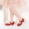 image:imagePANDANINJIA Christy Girls Heels Dress Shoes Mary Jane Rhinestone Bows Pumps Low Heel Princess Flower Wedding Party for Toddler Little KidRedglitter