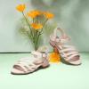 image:imagePANDANINJIA Girls Heels Open Toe Low Heel Dress Pump Sandals Flower Girls Wedding Party Shoes for Toddler Little Kid Big Kid Nude Nubuck 5 M US Big Kid