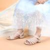 image:imagePANDANINJIA Girls Heels Open Toe Low Heel Dress Pump Sandals Flower Girls Wedding Party Shoes for Toddler Little Kid Big Kid Nude Nubuck 5 M US Big Kid