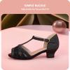 image:imagePANDANINJIA Low Girls Heel Dress Shoes T Strap Open Toe Toddler Little Black Girls Sandals Size 5 PNPandora Flower Girl Shoes