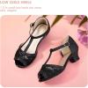image:imagePANDANINJIA Low Girls Heel Dress Shoes T Strap Open Toe Toddler Little Black Girls Sandals Size 5 PNPandora Flower Girl Shoes