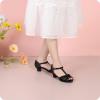 image:imagePANDANINJIA Low Girls Heel Dress Shoes T Strap Open Toe Toddler Little Black Girls Sandals Size 5 PNPandora Flower Girl Shoes
