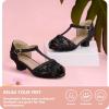 image:imagePANDANINJIA Low Girls Heel Dress Shoes T Strap Open Toe Toddler Little Black Girls Sandals Size 5 PNPandora Flower Girl Shoes