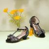 image:imagePANDANINJIA Sally Girls Heels Todder Rhinestone Dress Shoes Pump T Strap Open Toe Bow Little Big Kids Flower Girl ShoesBlack Glitter 4 M US Big Kid