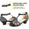 image:imagePANDANINJIA Sally Girls Heels Todder Rhinestone Dress Shoes Pump T Strap Open Toe Bow Little Big Kids Flower Girl ShoesBlack Glitter 4 M US Big Kid