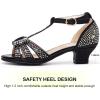 image:imagePANDANINJIA Sally Girls Heels Todder Rhinestone Dress Shoes Pump T Strap Open Toe Bow Little Big Kids Flower Girl ShoesBlack Glitter 4 M US Big Kid
