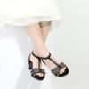 image:imagePANDANINJIA Sally Girls Heels Todder Rhinestone Dress Shoes Pump T Strap Open Toe Bow Little Big Kids Flower Girl ShoesBlack Glitter 4 M US Big Kid