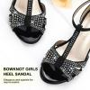 image:imagePANDANINJIA Sally Girls Heels Todder Rhinestone Dress Shoes Pump T Strap Open Toe Bow Little Big Kids Flower Girl ShoesBlack Glitter 4 M US Big Kid