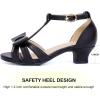 image:imagePANDANINJIA Sally Girls Heels Todder Rhinestone Dress Shoes Pump T Strap Open Toe Bow Little Big Kids Flower Girl ShoesBlack Pu 11 M US Little Kid