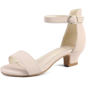 image:imagePANDANINJIA Girls Heels Dress Shoes Sandals Flower Girl Wedding Party Pumps Cynthia Toddler Little Big Kid ShoesNude Nubuck
