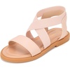 image:imagePANDANINJIA Girls Sandals Slipon Elastic Ankle Cross Strappy Gladiator Dress Sandals Flats Summer Shoes Little Big Kids SandalsPink Pu