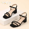 image:imagePANDANINJIA Girls Heels Sandals Square Toe TwoStrap Dress Shoes Little Big Kids Flower Girl Wedding Party Summer ShoesBlacknubuck