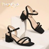 image:imagePANDANINJIA Girls Heels Sandals Square Toe TwoStrap Dress Shoes Little Big Kids Flower Girl Wedding Party Summer ShoesBlacknubuck