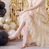 image:imagePANDANINJIA Girls Heels Sandals Square Toe TwoStrap Dress Shoes Little Big Kids Flower Girl Wedding Party Summer ShoesGoldpu