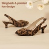 image:imagePANDANINJIA Girls Dress Shoes Kitten Heels Sandals Closed Pointed Toe Slingback Flower Girl Little Big Kid Wedding Party School Pumps ShoesLeopard Suede