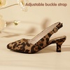 image:imagePANDANINJIA Girls Dress Shoes Kitten Heels Sandals Closed Pointed Toe Slingback Flower Girl Little Big Kid Wedding Party School Pumps ShoesLeopard Suede