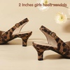 image:imagePANDANINJIA Girls Dress Shoes Kitten Heels Sandals Closed Pointed Toe Slingback Flower Girl Little Big Kid Wedding Party School Pumps ShoesLeopard Suede