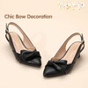 image:imagePANDANINJIA Girls Dress Shoes Slingback Bow Kitten Heels Closed Pointed Toe Low Short Heeled Sandals Flower Girl Little Big Kid Pumps Wedding Party Dressy ShoesBlack Pu