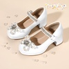 image:imagePANDANINJIA Girls Dress Shoes Chunky Platform Heels Mary Jane Pumps Round Toe Toddler Little Big Kid Wedding Party ShoesA White Pu