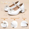 image:imagePANDANINJIA Girls Dress Shoes Chunky Platform Heels Mary Jane Pumps Round Toe Toddler Little Big Kid Wedding Party ShoesA White Pu