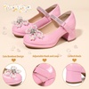 image:imagePANDANINJIA Girls Dress Shoes Chunky Platform Heels Mary Jane Pumps Round Toe Toddler Little Big Kid Wedding Party ShoesPink Pat