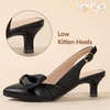 image:imagePANDANINJIA Girls Dress Shoes Kid Slingback Heel Pointed Sandal Kitten PumpBlack Pu