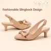 image:imagePANDANINJIA Girls Dress Shoes Kid Slingback Heel Pointed Sandal Kitten PumpNude Pu
