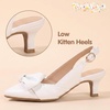 image:imagePANDANINJIA Girls Dress Shoes Kid Slingback Heel Pointed Sandal Kitten PumpWhite Pu