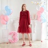 image:imagePANDANINJIA Girls Sandals Low Chunky Kids Heels Open Toe Ankle Strap Flower Girls Dress Shoes Wedding Party for Little Big Kid ShoesRed Suede