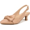 image:imagePANDANINJIA Girls Dress Shoes Kid Slingback Heel Pointed Sandal Kitten PumpNude Pu