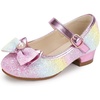 image:imagePANDANINJIA Girls Dress Shoes Little Big Kid Rainestone Bow Sparkle Girls Heels Wedding Party School PNERIN Toddler Princess ShoesRainbowsequin 7 M US Toddler