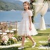 image:imagePANDANINJIA Girls Dress Shoes Toddler Flower Bows Mary Jane Ballet Flats  Roomy Square Toe Adjustable Hook and Loop Breathable Insole Non Slip Sole Princess Wedding Party SchoolWhitepu