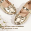 image:imagePANDANINJIA Girls Dress Shoes Toddler Flower Bows Mary Jane Ballet Flats  Roomy Square Toe Adjustable Hook and Loop Breathable Insole Non Slip Sole Princess Wedding Party SchoolGoldpu