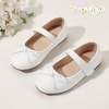 image:imagePANDANINJIA Girls Dress Shoes Toddler Flower Bows Mary Jane Ballet Flats  Roomy Square Toe Adjustable Hook and Loop Breathable Insole Non Slip Sole Princess Wedding Party SchoolWhitepu
