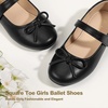 image:imagePANDANINJIA Girls Dress Shoes Toddler Flower Bows Mary Jane Ballet Flats  Roomy Square Toe Adjustable Hook and Loop Breathable Insole Non Slip Sole Princess Wedding Party SchoolBlackpu