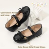 image:imagePANDANINJIA Girls Dress Shoes Toddler Flower Bows Mary Jane Ballet Flats  Roomy Square Toe Adjustable Hook and Loop Breathable Insole Non Slip Sole Princess Wedding Party SchoolBlackpu