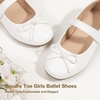 image:imagePANDANINJIA Girls Dress Shoes Toddler Flower Bows Mary Jane Ballet Flats  Roomy Square Toe Adjustable Hook and Loop Breathable Insole Non Slip Sole Princess Wedding Party SchoolWhitepu